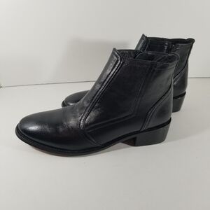 Liberty Zeno Boots Women's Size 10 Natty Black Leather Ankle Side Zip Booties